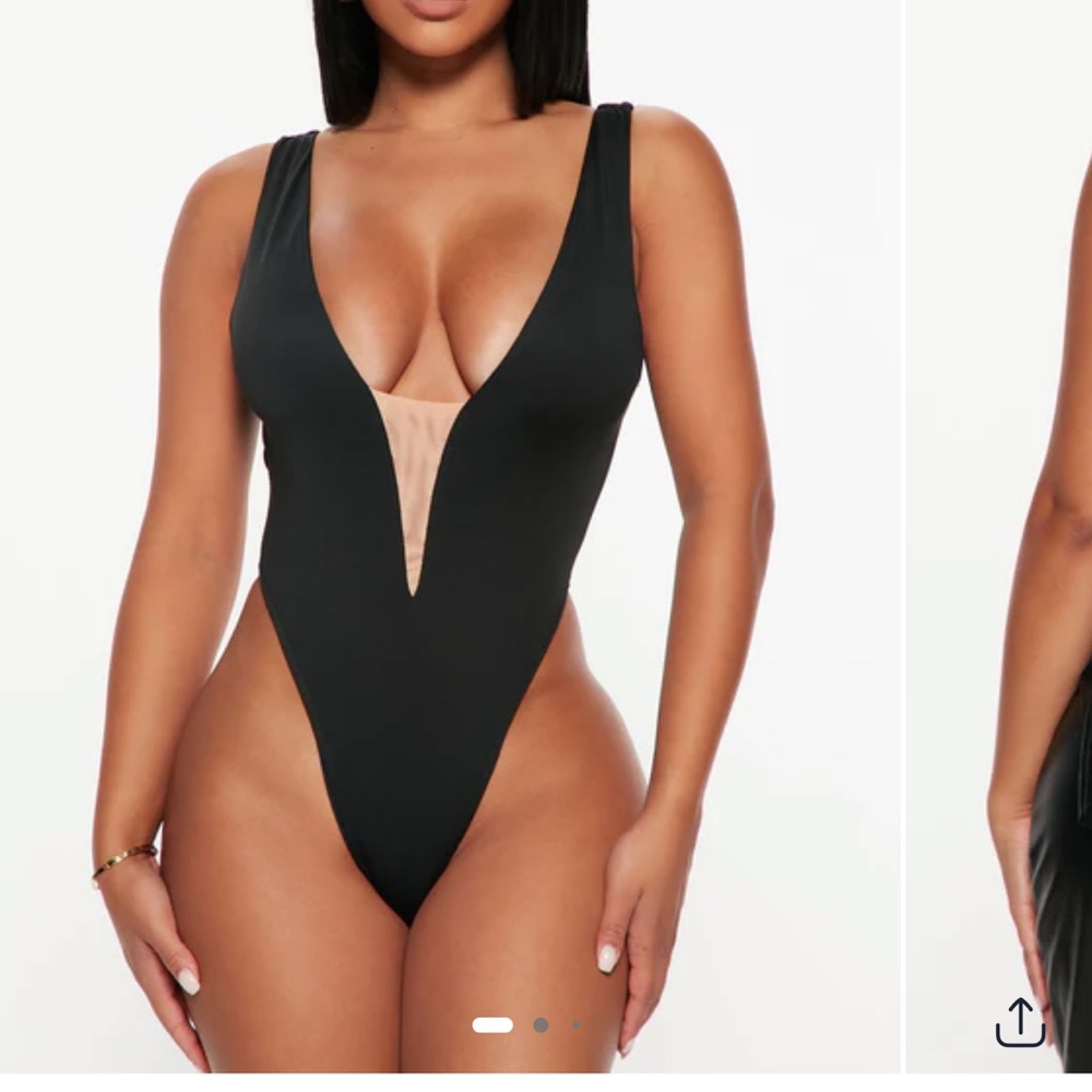 Fashion Nova Black Plunge Swimsuit